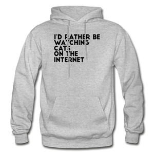 I'd Rather Be Watching Cats - Gildan Heavy Blend Adult Hoodie - heather gray