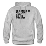 I'd Rather Be Watching Cats - Gildan Heavy Blend Adult Hoodie - heather gray