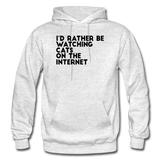 I'd Rather Be Watching Cats - Gildan Heavy Blend Adult Hoodie - light heather gray