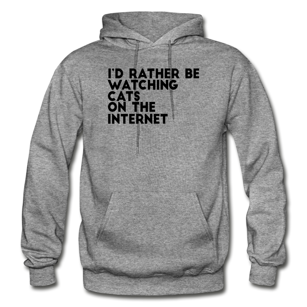 I'd Rather Be Watching Cats - Gildan Heavy Blend Adult Hoodie - graphite heather