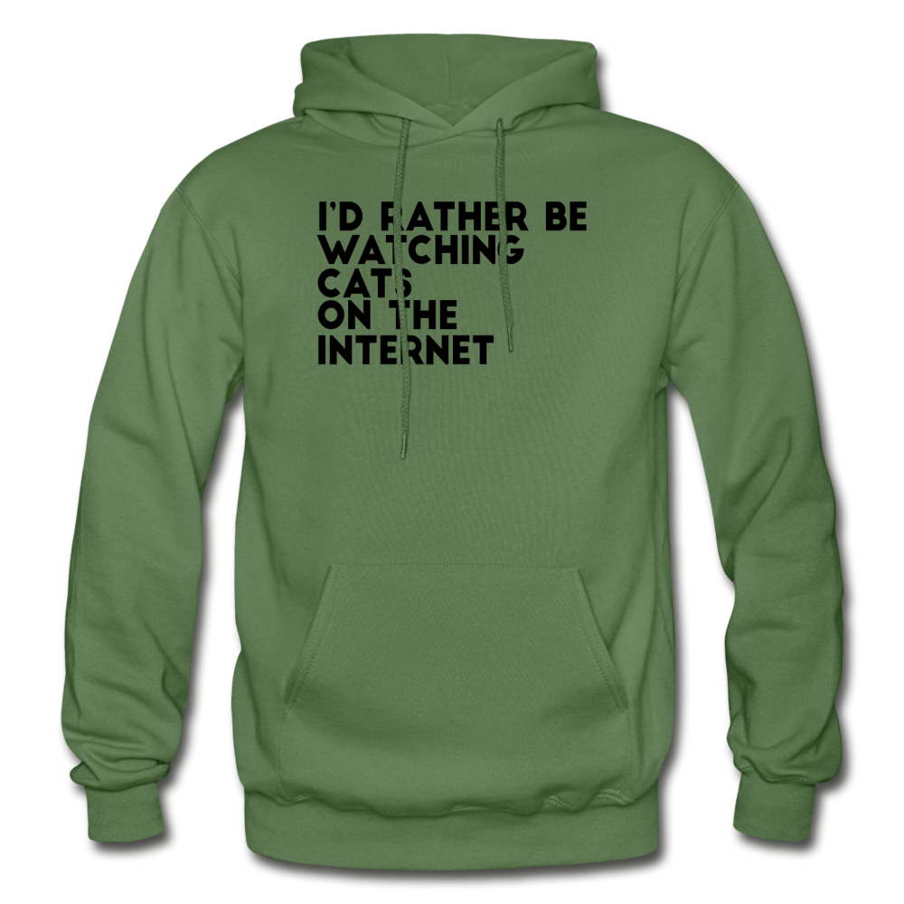 I'd Rather Be Watching Cats - Gildan Heavy Blend Adult Hoodie - military green