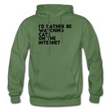 I'd Rather Be Watching Cats - Gildan Heavy Blend Adult Hoodie - military green