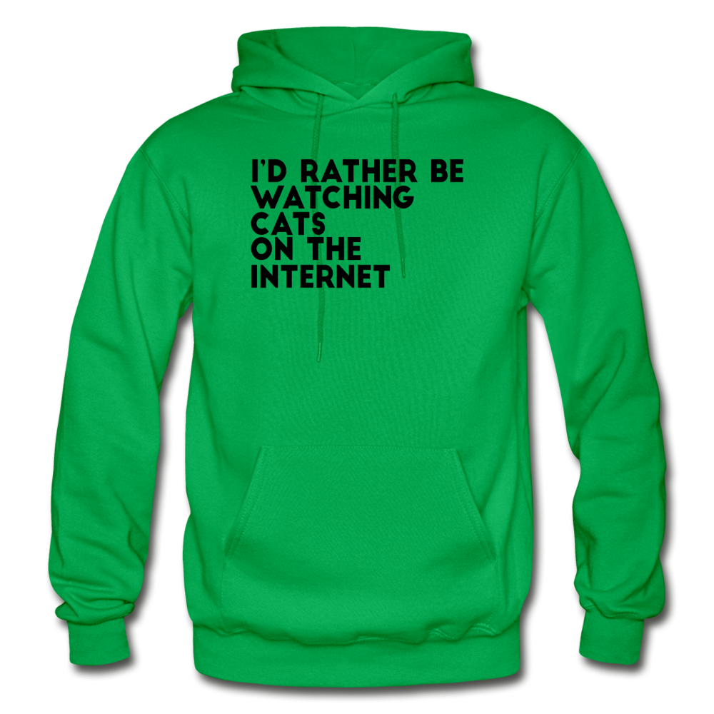 I'd Rather Be Watching Cats - Gildan Heavy Blend Adult Hoodie - kelly green