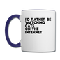 I'd Rather Be Watching Cats - Contrast Coffee Mug - white/cobalt blue