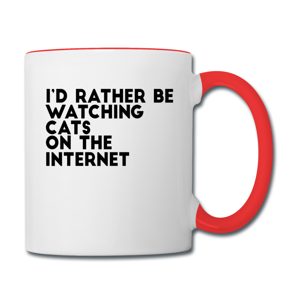 I'd Rather Be Watching Cats - Contrast Coffee Mug - white/red