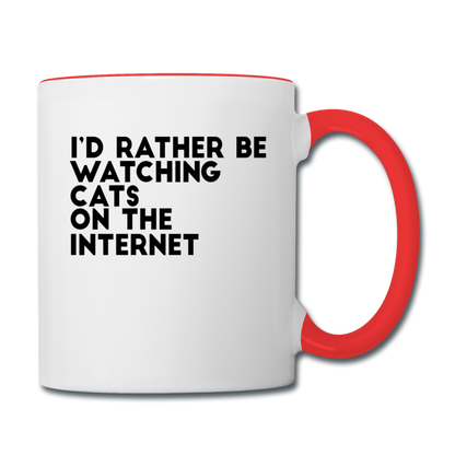 I'd Rather Be Watching Cats - Contrast Coffee Mug - white/red