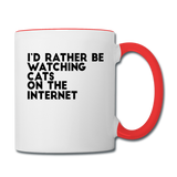 I'd Rather Be Watching Cats - Contrast Coffee Mug - white/red