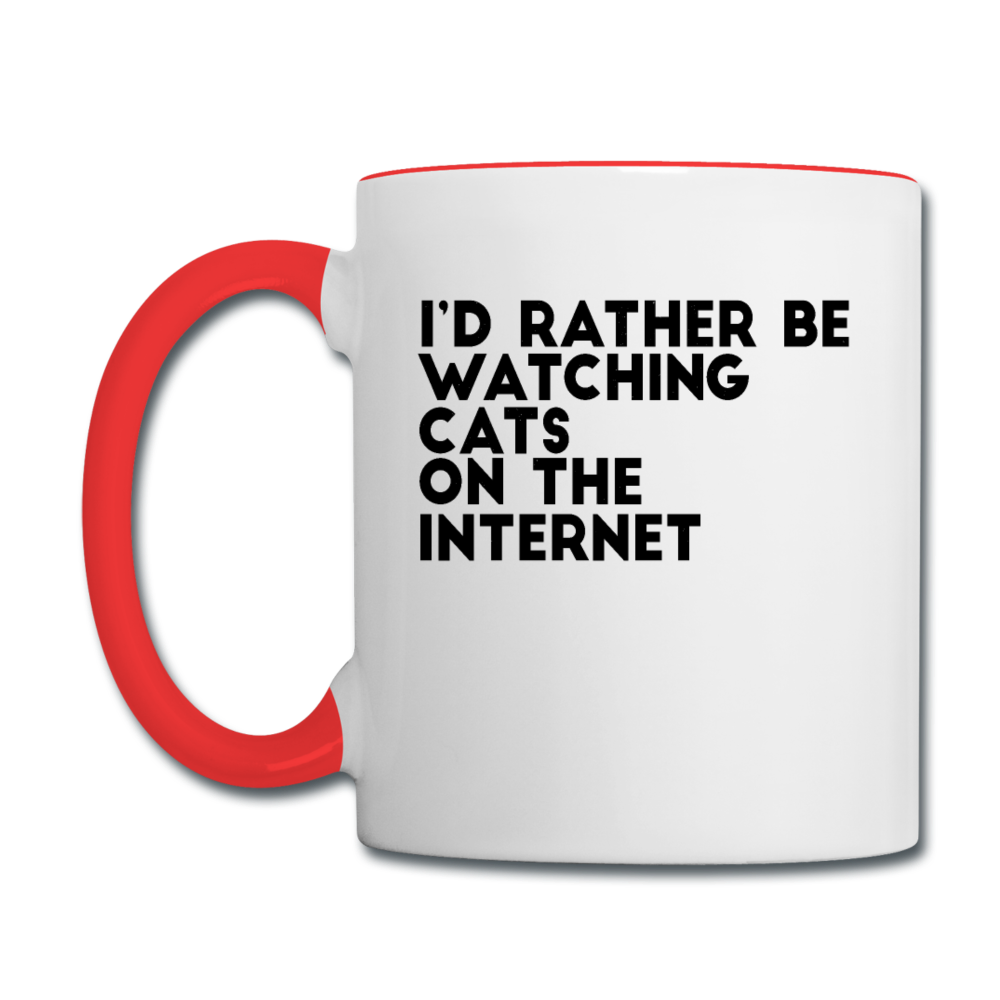 I'd Rather Be Watching Cats - Contrast Coffee Mug - white/red