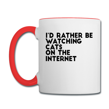 I'd Rather Be Watching Cats - Contrast Coffee Mug - white/red