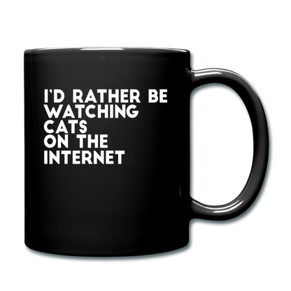 I'd Rather Be Watching Cats - White - Full Color Mug - black