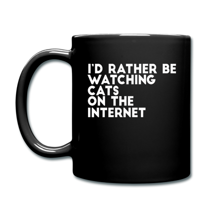 I'd Rather Be Watching Cats - White - Full Color Mug - black