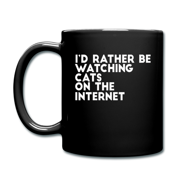 I'd Rather Be Watching Cats - White - Full Color Mug - black