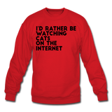 I'd Rather Be Watching Cats - Crewneck Sweatshirt - red