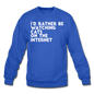 I'd Rather Be Watching Cats - White - Crewneck Sweatshirt - royal blue