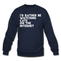 I'd Rather Be Watching Cats - White - Crewneck Sweatshirt - navy