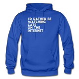 I'd Rather Be Watching Cats - White - Gildan Heavy Blend Adult Hoodie - royal blue