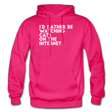 I'd Rather Be Watching Cats - White - Gildan Heavy Blend Adult Hoodie - fuchsia