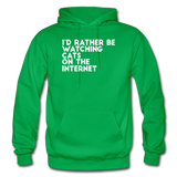 I'd Rather Be Watching Cats - White - Gildan Heavy Blend Adult Hoodie - kelly green