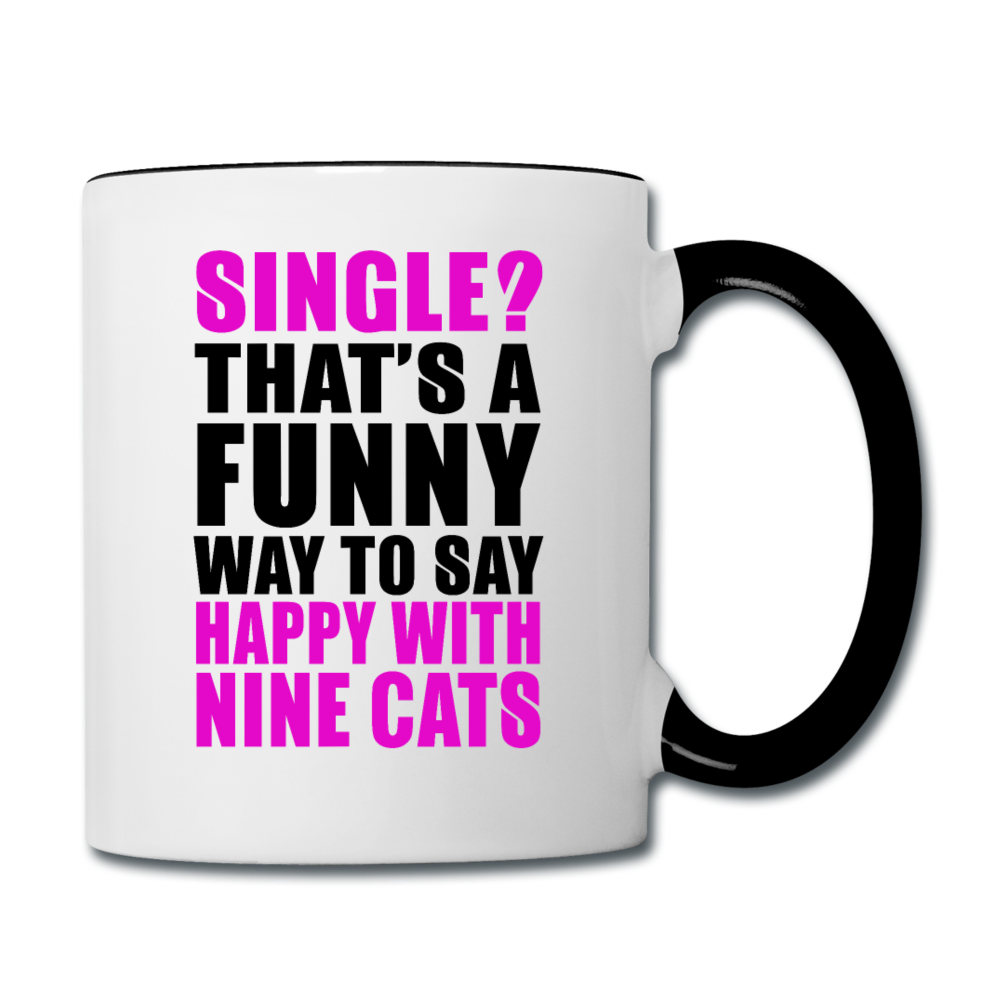 Single - Happy With 9 Cats - Contrast Coffee Mug - white/black