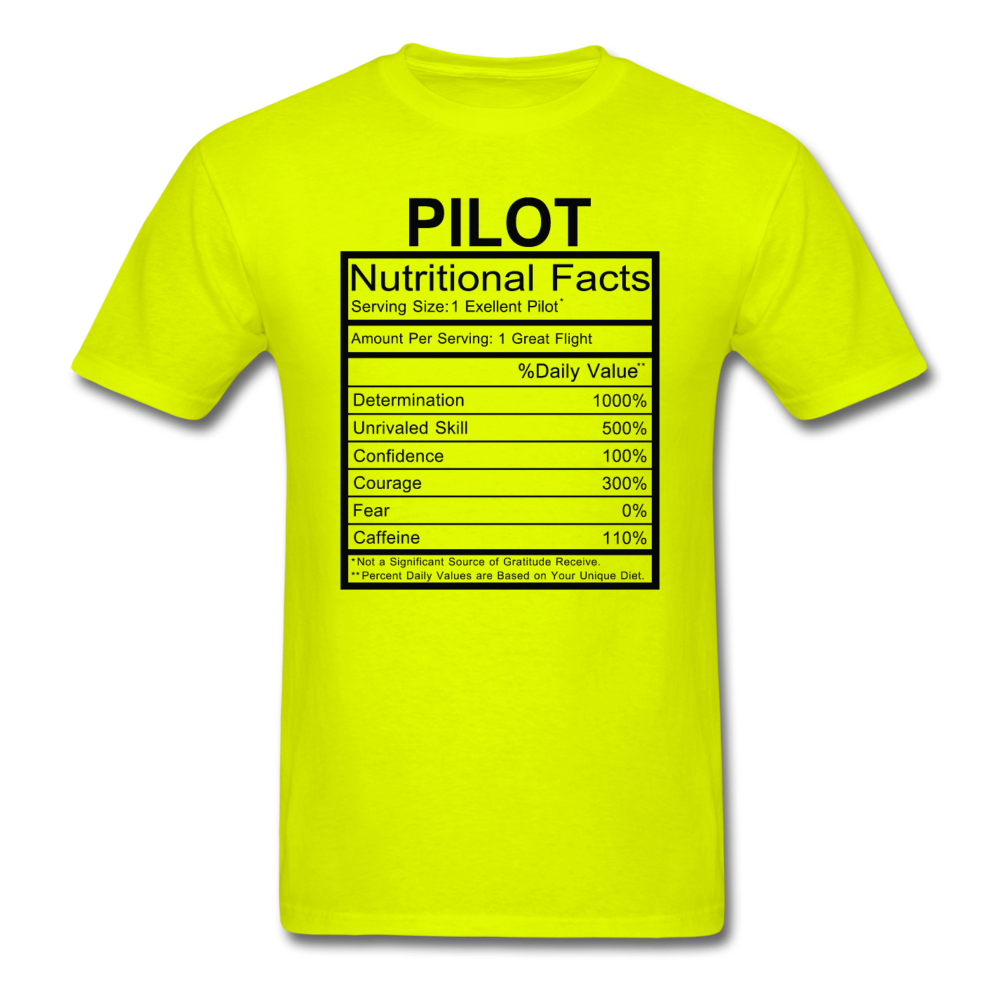 Pilot Nutritional Facts - Unisex Classic T-Shirt - safety green