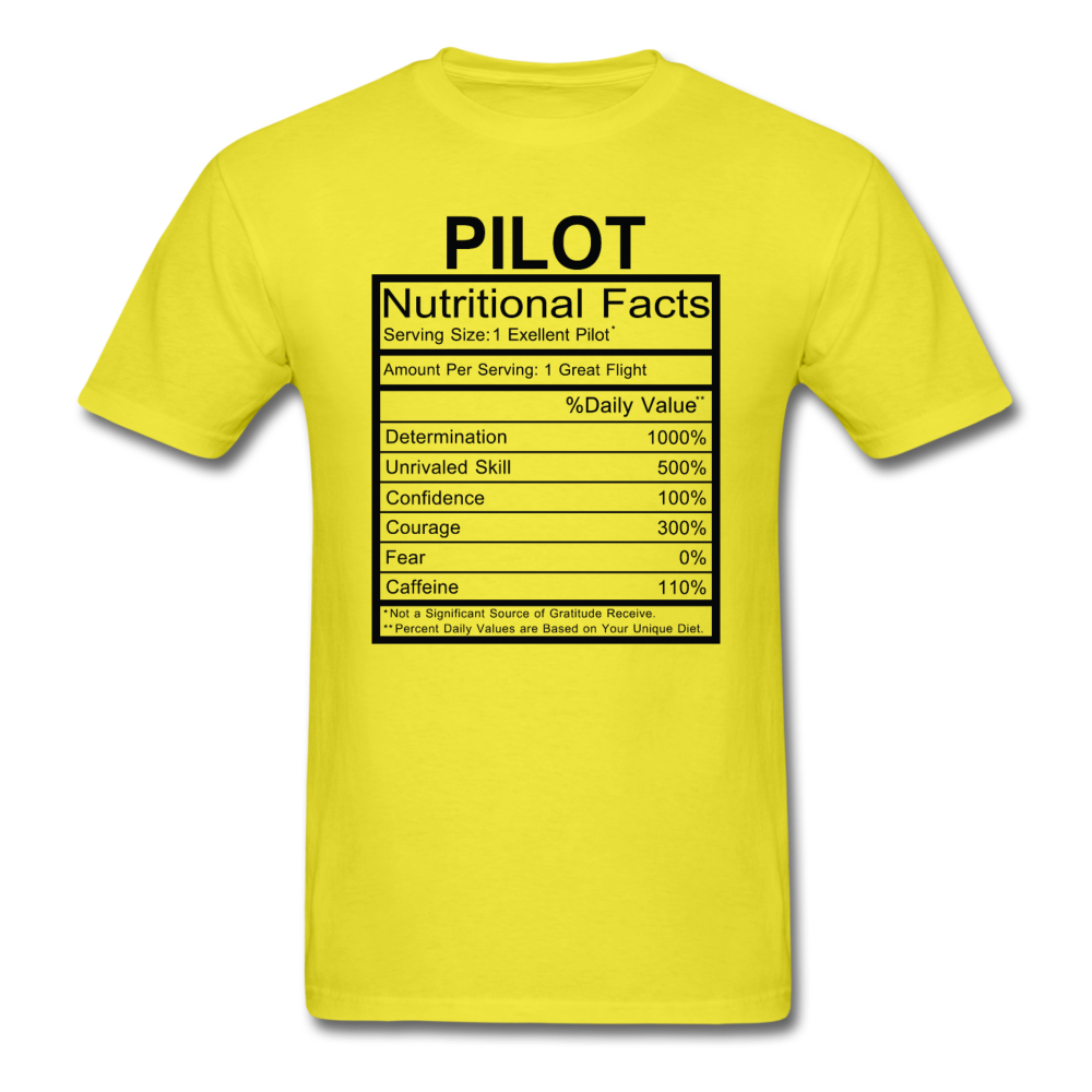 Pilot Nutritional Facts - Unisex Classic T-Shirt - yellow