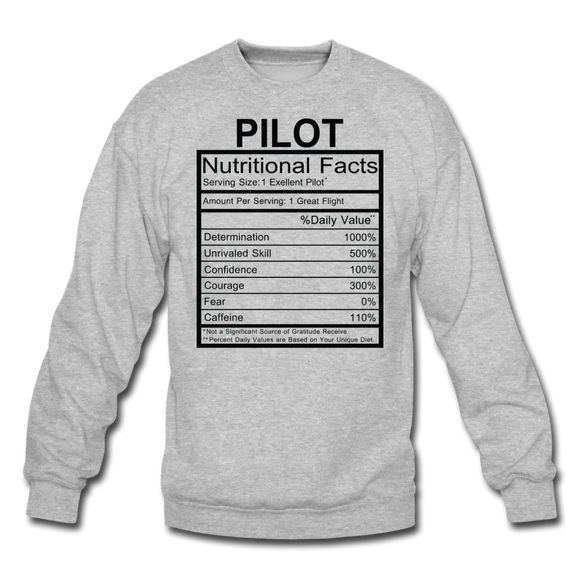 Pilot Nutritional Facts - Crewneck Sweatshirt - heather gray