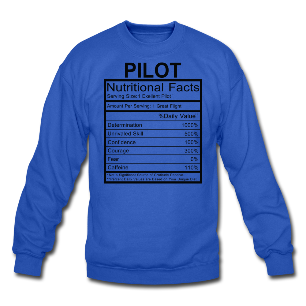 Pilot Nutritional Facts - Crewneck Sweatshirt - royal blue