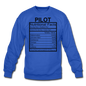 Pilot Nutritional Facts - Crewneck Sweatshirt - royal blue