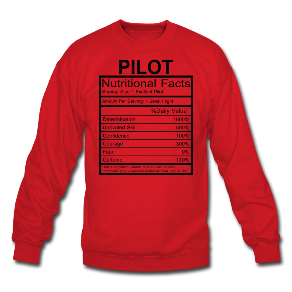 Pilot Nutritional Facts - Crewneck Sweatshirt - red