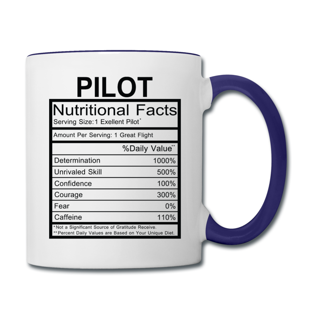 Pilot Nutritional Facts - Contrast Coffee Mug - white/cobalt blue