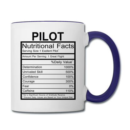 Pilot Nutritional Facts - Contrast Coffee Mug - white/cobalt blue