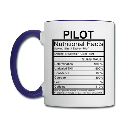 Pilot Nutritional Facts - Contrast Coffee Mug - white/cobalt blue