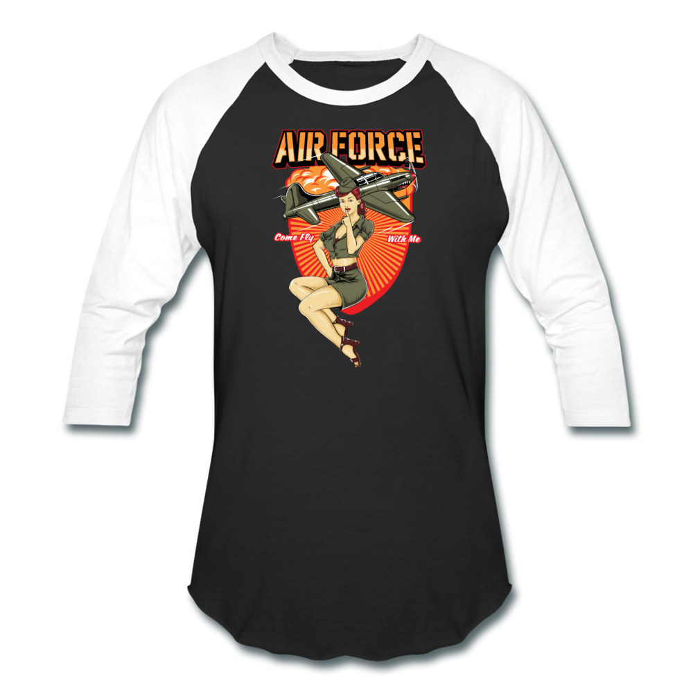 Air Force - Pinup - Baseball T-Shirt - black/white