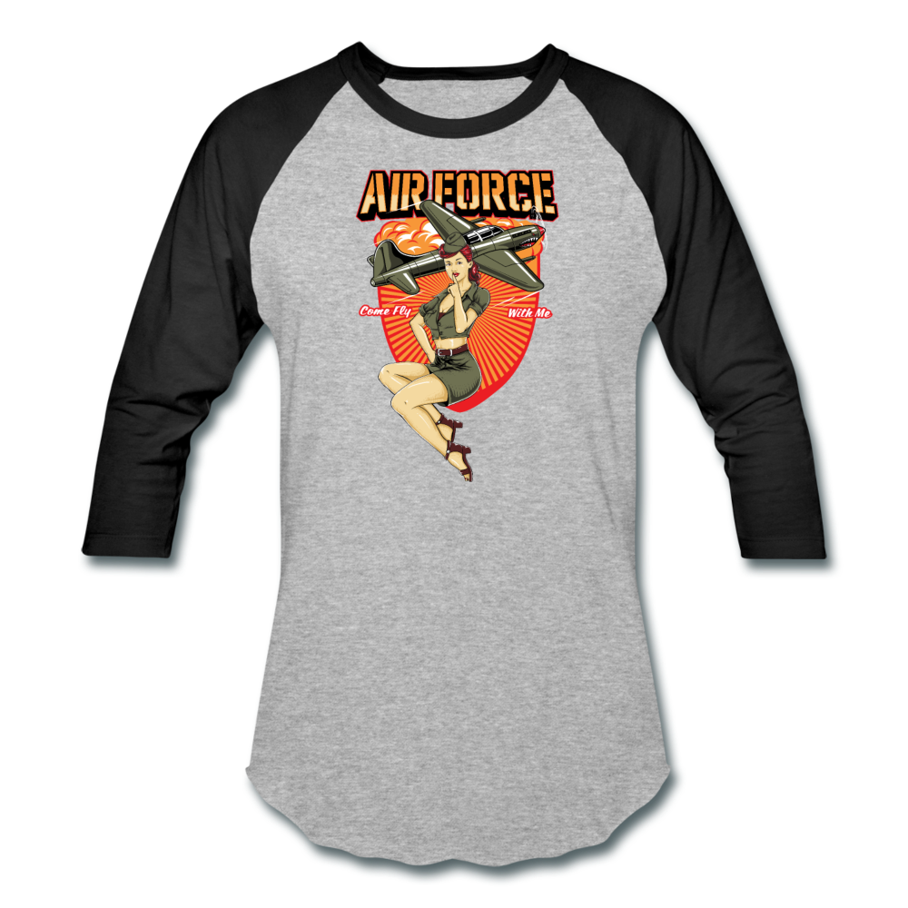 Air Force - Pinup - Baseball T-Shirt - heather gray/black