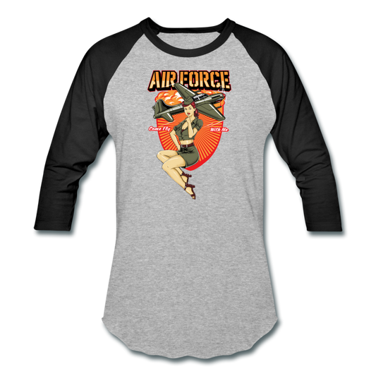 Air Force - Pinup - Baseball T-Shirt - heather gray/black