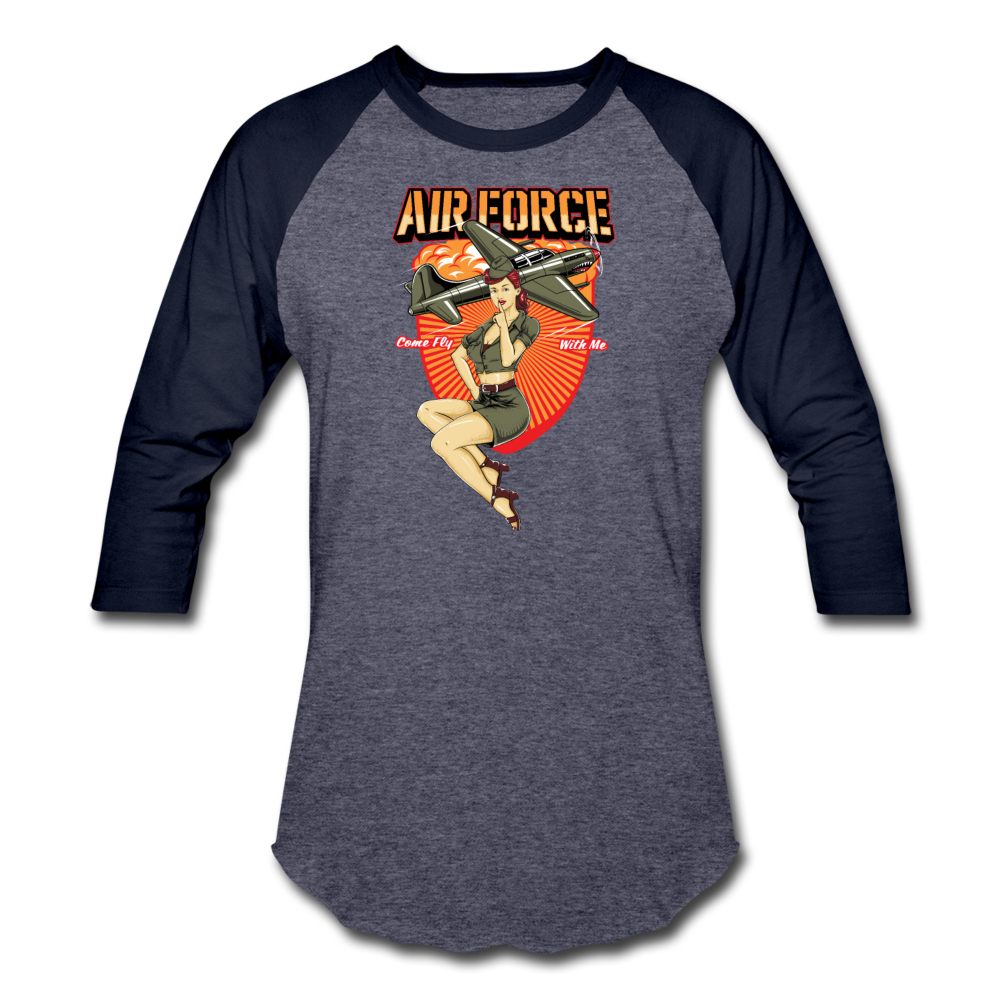 Air Force - Pinup - Baseball T-Shirt - heather blue/navy