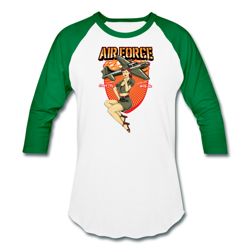 Air Force - Pinup - Baseball T-Shirt - white/kelly green