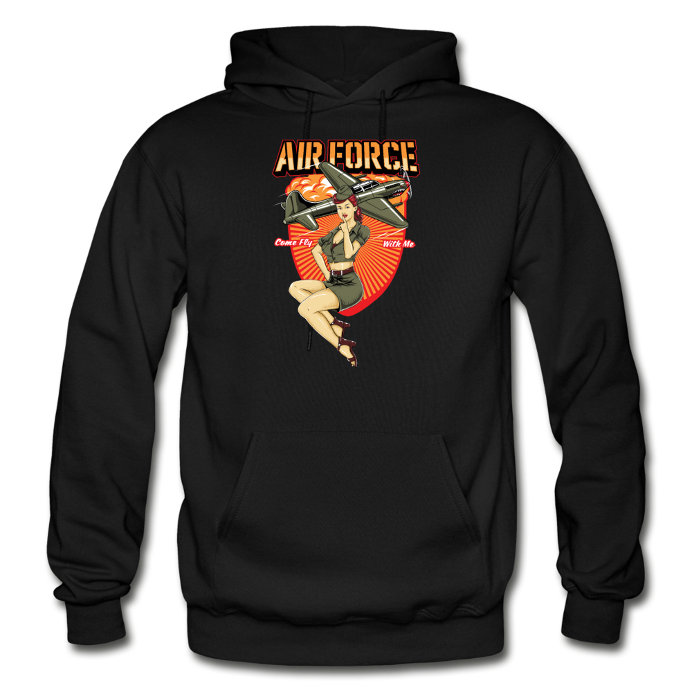 Air Force - Pinup - Gildan Heavy Blend Adult Hoodie - black