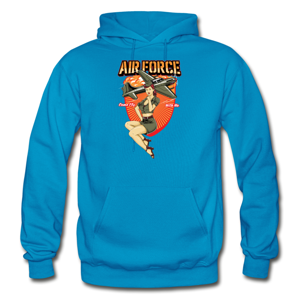 Air Force - Pinup - Gildan Heavy Blend Adult Hoodie - turquoise