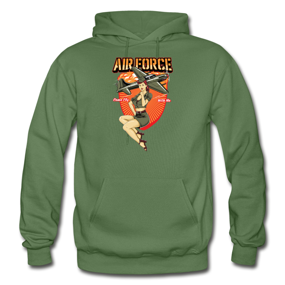 Air Force - Pinup - Gildan Heavy Blend Adult Hoodie - military green