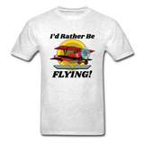 I'd Rather Be Flying - Biplane - Hanes Adult Tagless T-Shirt - light heather gray