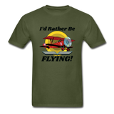 I'd Rather Be Flying - Biplane - Hanes Adult Tagless T-Shirt - military green