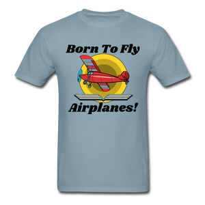 Born To Fly - Airplanes - Hanes Adult Tagless T-Shirt - stonewash blue