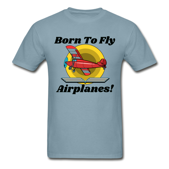 Born To Fly - Airplanes - Hanes Adult Tagless T-Shirt - stonewash blue
