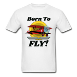 Born To Fly - Red Biplane - Hanes Adult Tagless T-Shirt - white