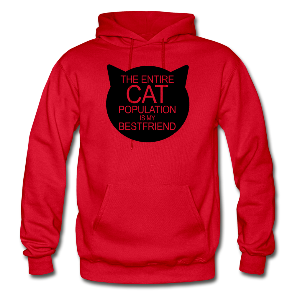 Cats - My Best Friends - Black - Gildan Heavy Blend Adult Hoodie - red