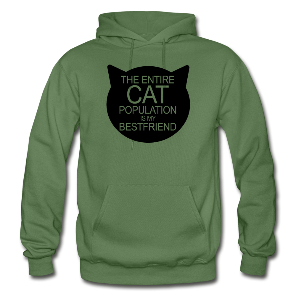 Cats - My Best Friends - Black - Gildan Heavy Blend Adult Hoodie - military green