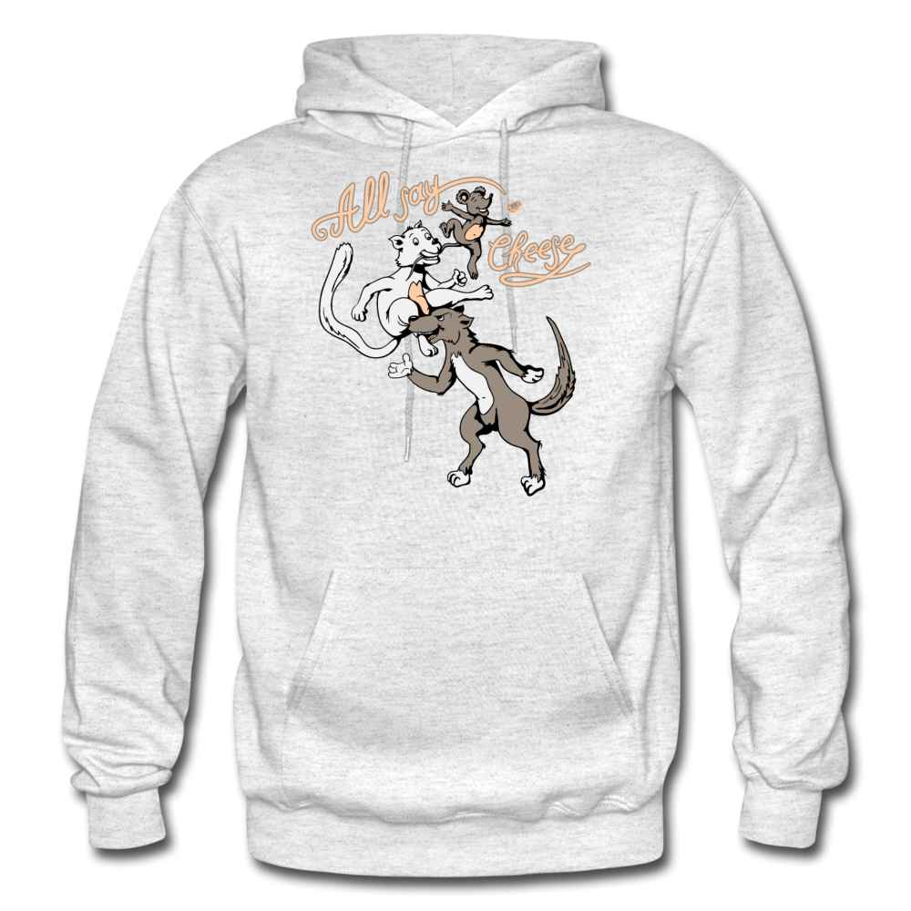 Cat, Dog, Mouse And Cheese - Gildan Heavy Blend Adult Hoodie - light heather gray