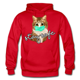 Stay Safe Cat - Gildan Heavy Blend Adult Hoodie - red
