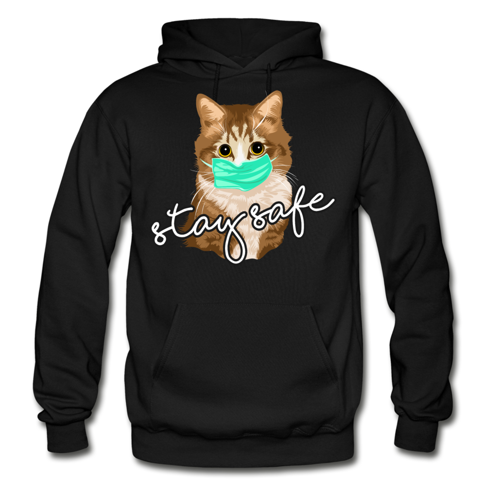 Stay Safe Cat - Gildan Heavy Blend Adult Hoodie - black